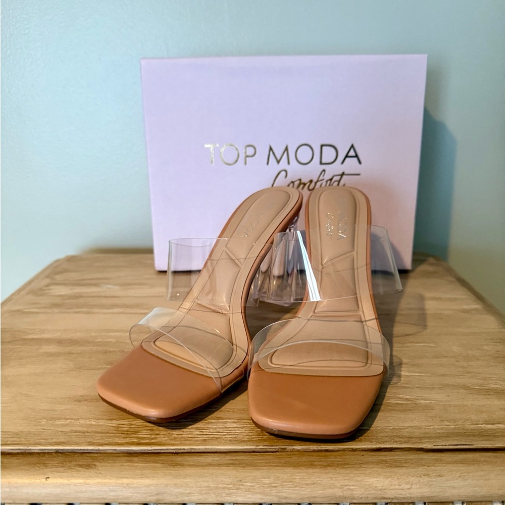 Top Moda Women's Clear Strap Sandals